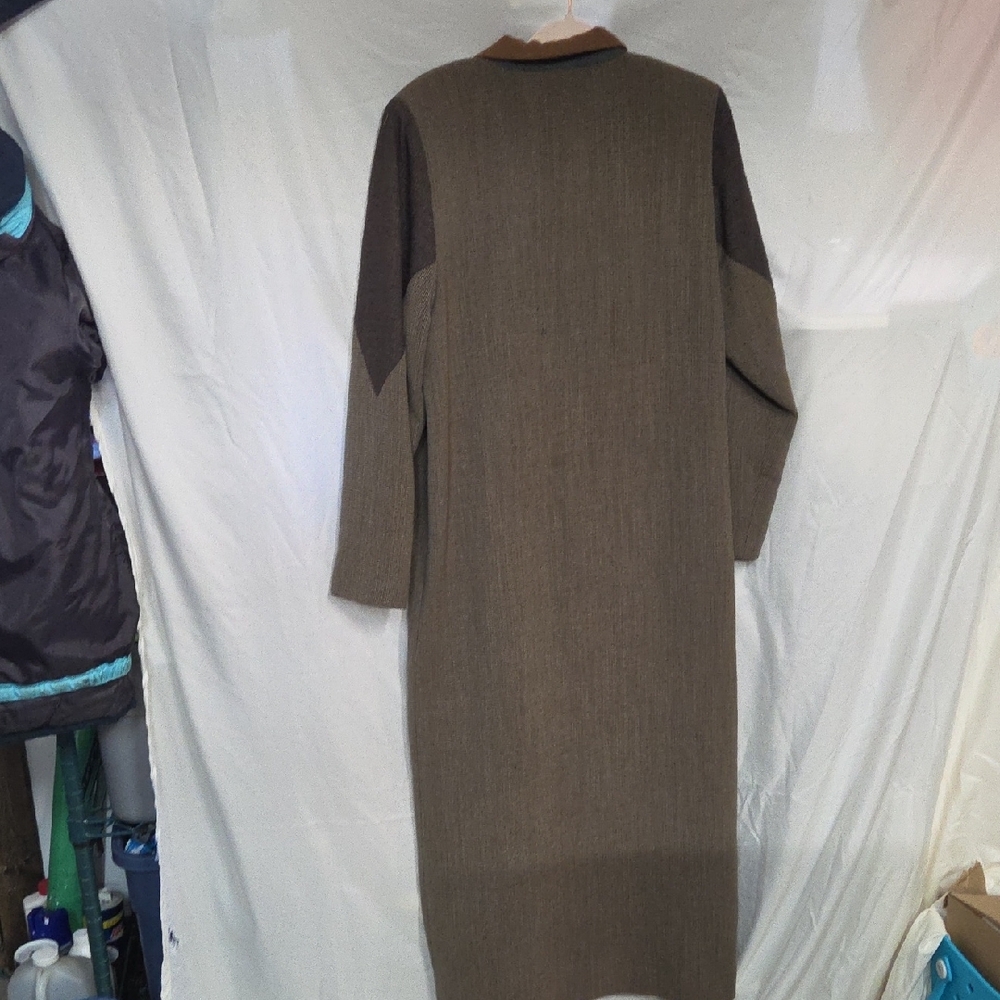 Mary Flanagan Wearable Art Brown Trench Coat with Tan Accents. Med - Picture 6 of 13